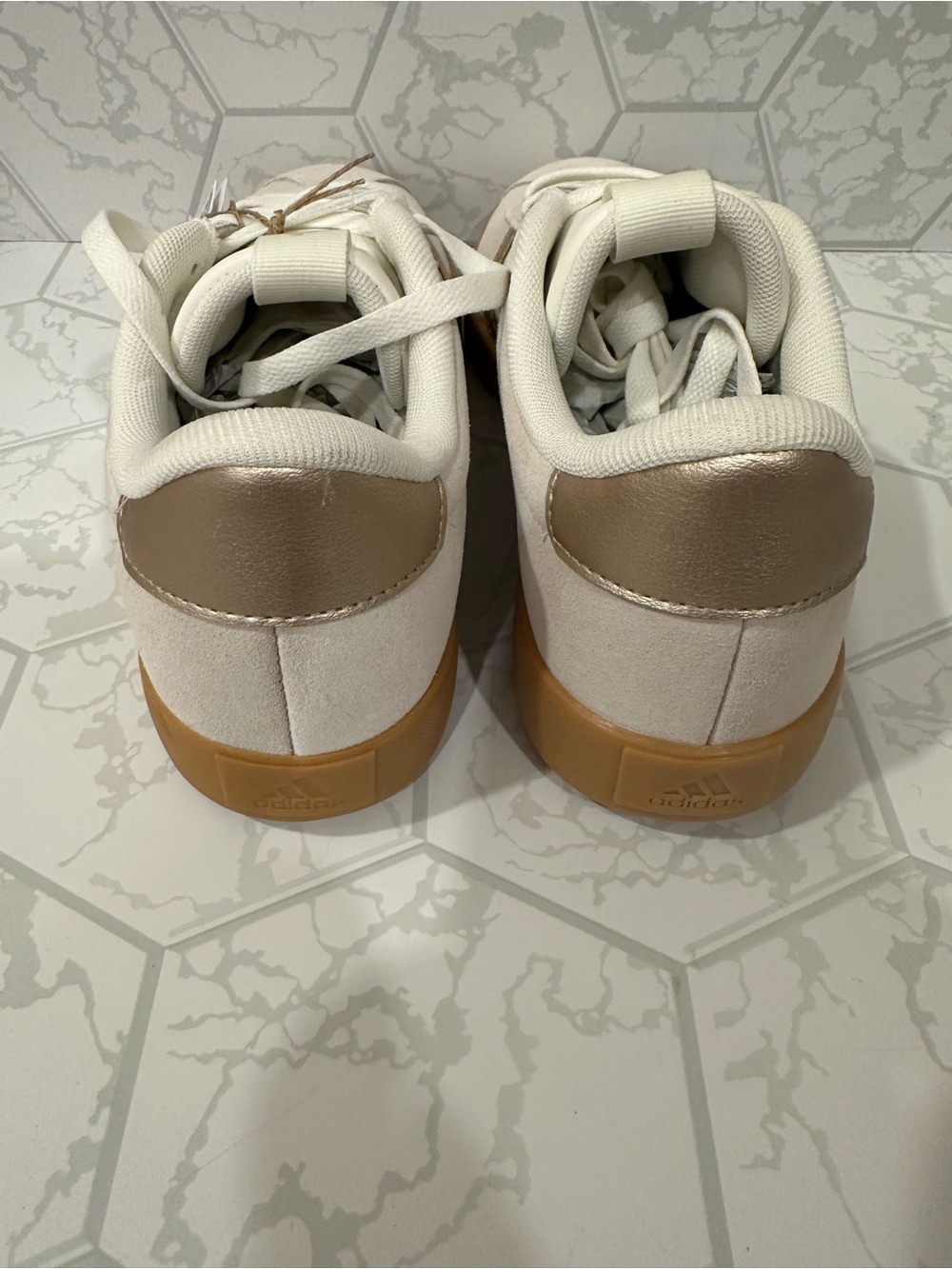 adidas Women's Cream Suede Platform Sneakers with Gum Sole - Picture 4 of 5